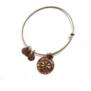 Alex and Ani Compass Charm Bracelet - Gold Finish Expands 2"- 3.5"